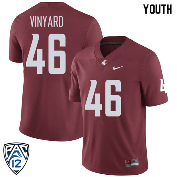 Youth #46 Mason Vinyard Washington State Cougars College Football Jerseys Sale-Crimson